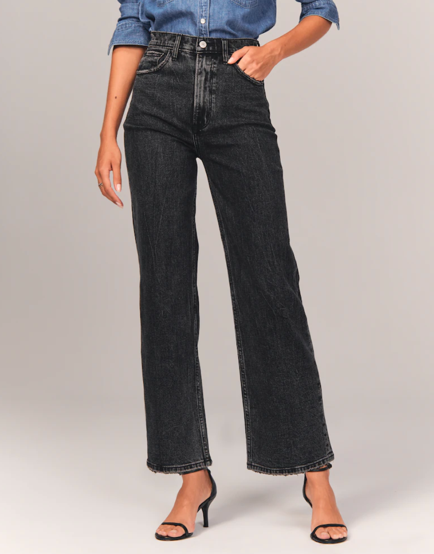 ultra high rise cropped wide leg jeans abercrombie